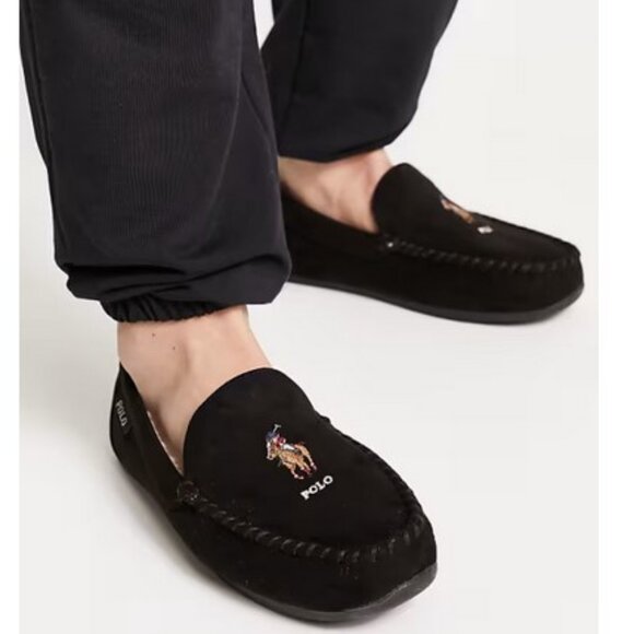 Ralph Lauren pony bear moccasin slippers black 10 ,,13-14 Size main image 8